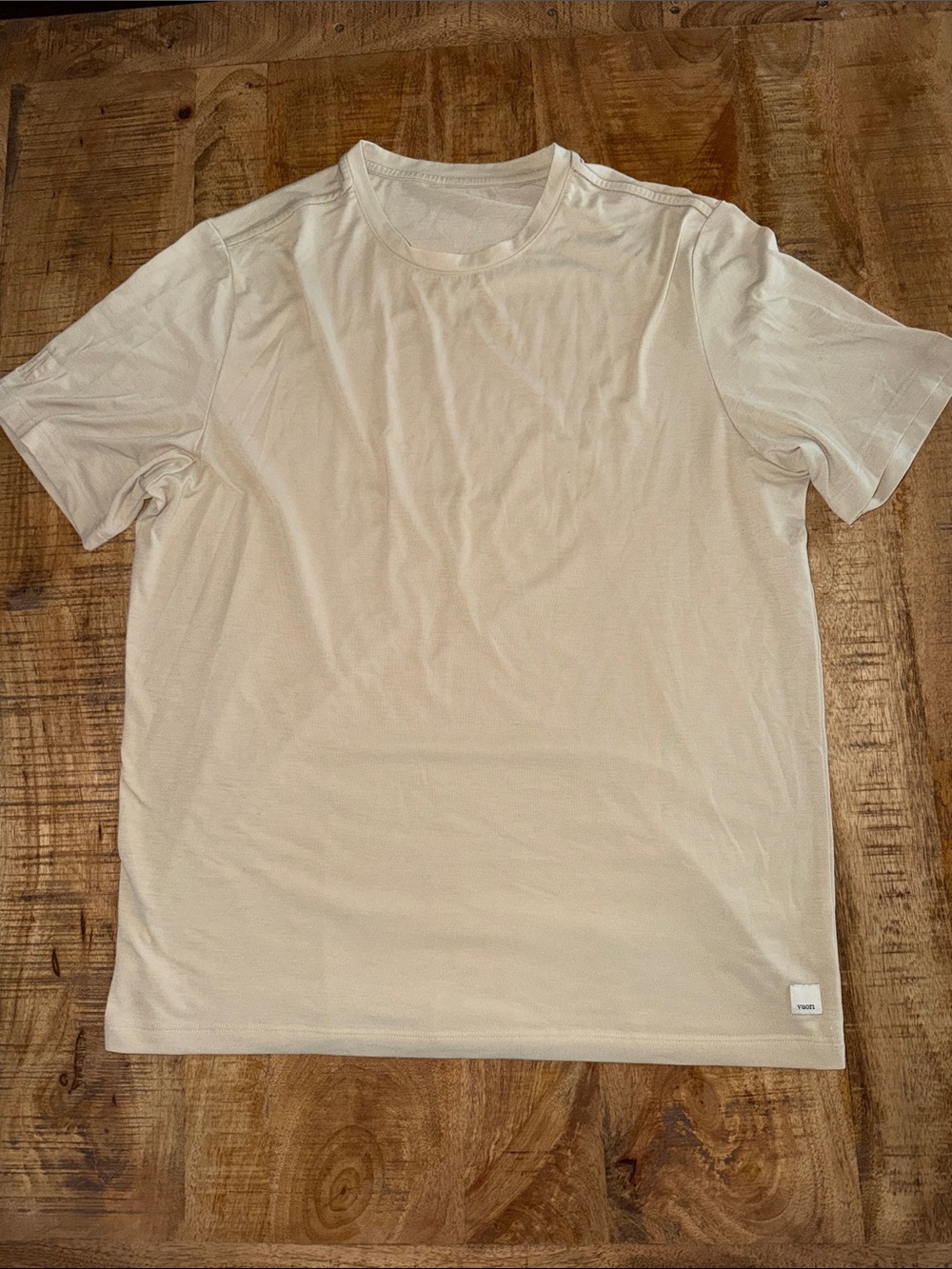 Vuori Lightweight Short Sleeve Crew Tee in Light Beige